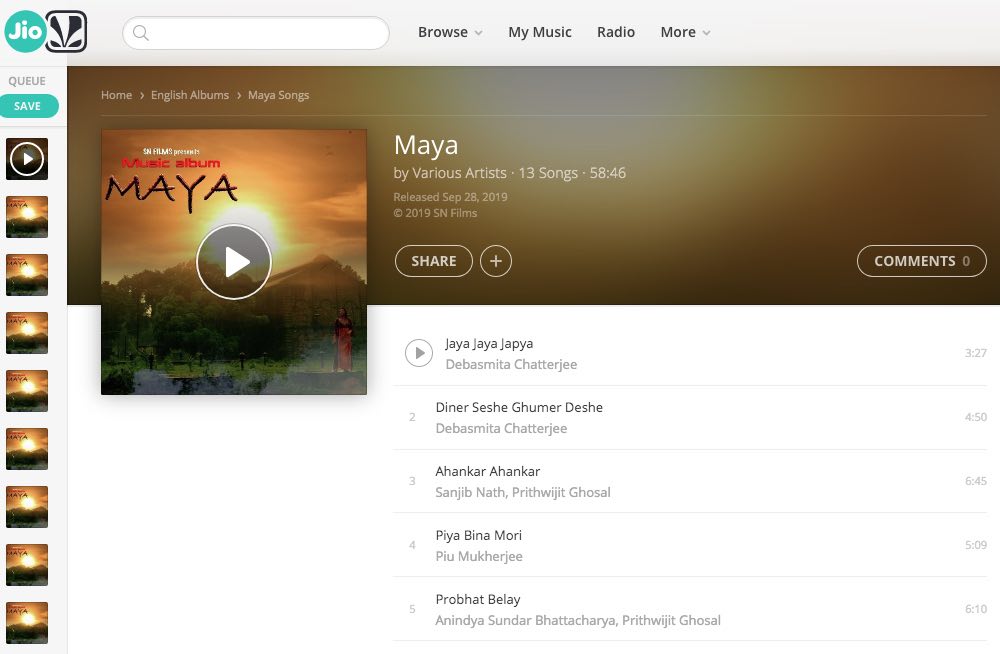 Maya - snfilms music album - release Jio Saavn