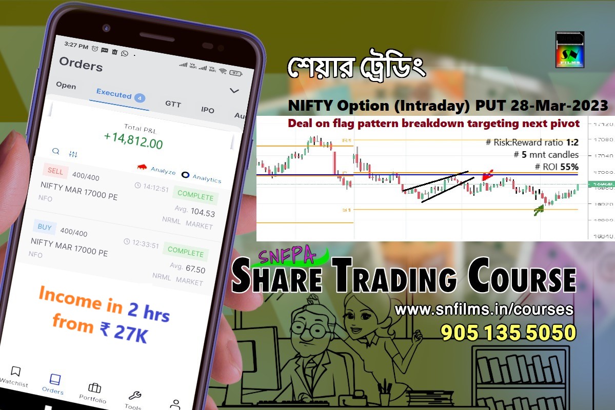 Share Trading - Nifty Option Intraday Deal on 28-Mar-2023